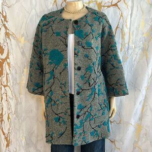 Helene London charcoal and teal wool jacket shift style